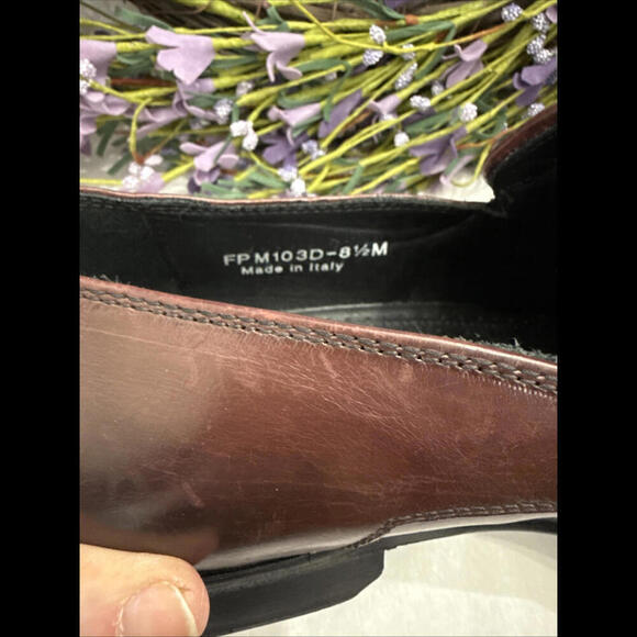 Men's Paul Fredrick Brown Woven Italian Leather Penny Loafers Size 8.5 C… - Picture 7 of 12